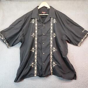 Johnny Blaze XXL Hawaiian Floral Girl Shirt Black AOP Embroi